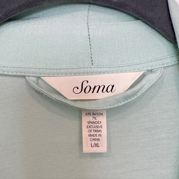 Soma Cool Nights Mint Green Women's Robe with attached tie - Picture 2 of 4